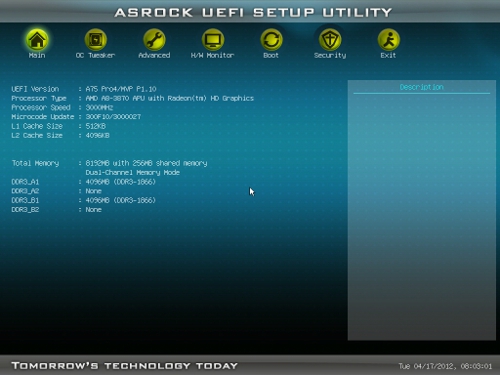 ASRock A75 Pro4/MVP UEFI Main
